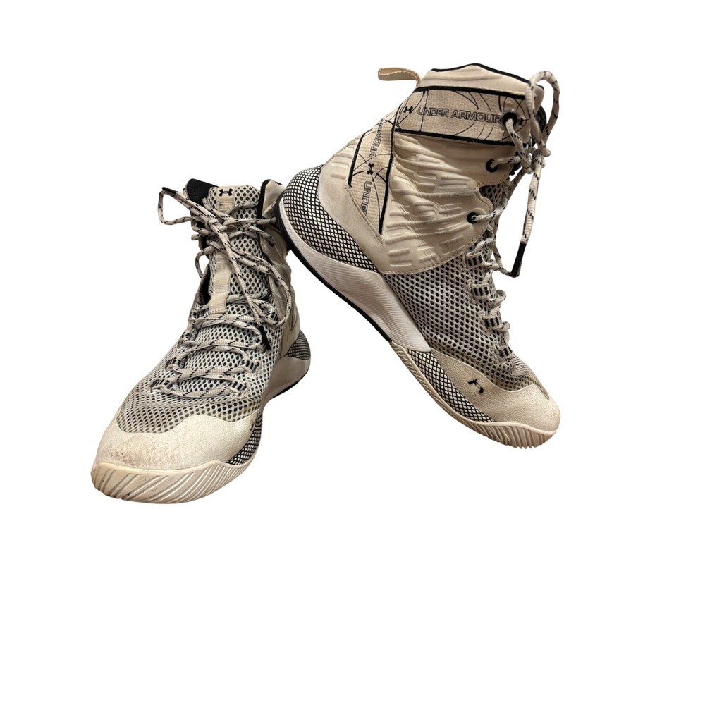 Under Armour HOVR Highlight Basketball Shoes Cream Black 3023708-102 Mens 9.5